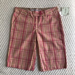 Plaid shorts.